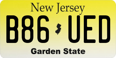 NJ license plate B86UED