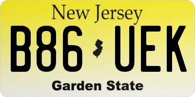 NJ license plate B86UEK