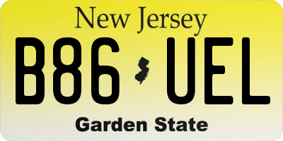 NJ license plate B86UEL