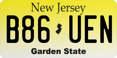 NJ license plate B86UEN