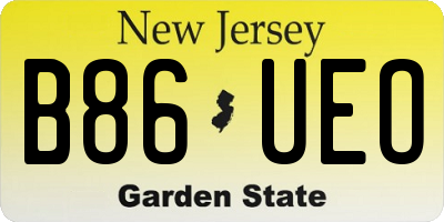 NJ license plate B86UEO