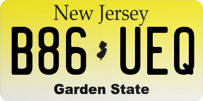 NJ license plate B86UEQ