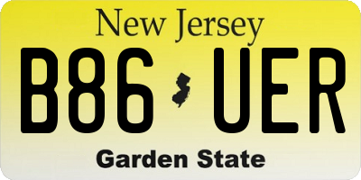 NJ license plate B86UER