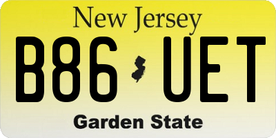 NJ license plate B86UET