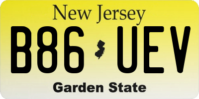 NJ license plate B86UEV