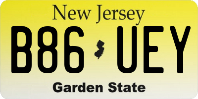 NJ license plate B86UEY