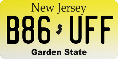 NJ license plate B86UFF