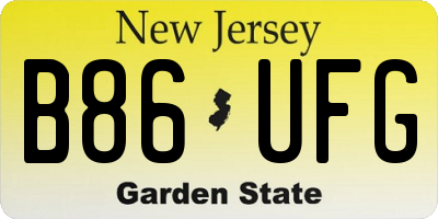 NJ license plate B86UFG