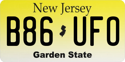 NJ license plate B86UFO