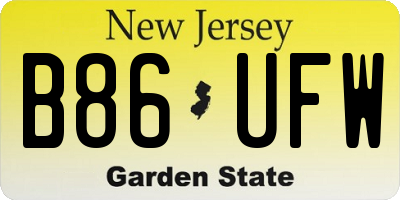 NJ license plate B86UFW