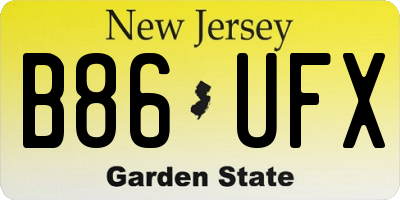 NJ license plate B86UFX