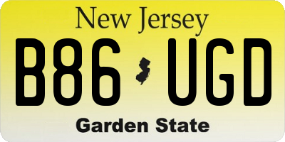 NJ license plate B86UGD