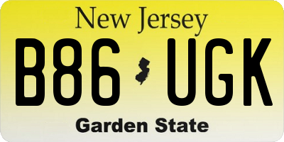 NJ license plate B86UGK
