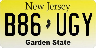 NJ license plate B86UGY