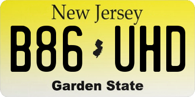 NJ license plate B86UHD
