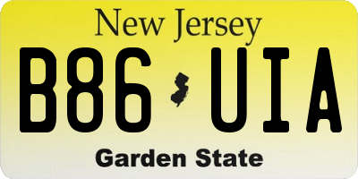 NJ license plate B86UIA