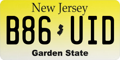 NJ license plate B86UID