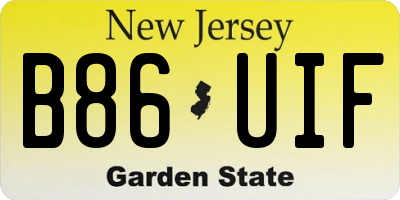 NJ license plate B86UIF