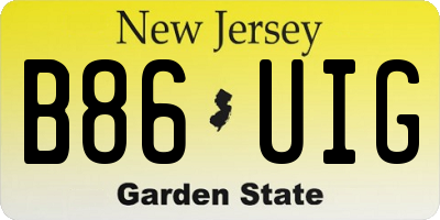 NJ license plate B86UIG