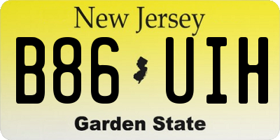 NJ license plate B86UIH