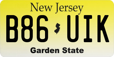 NJ license plate B86UIK