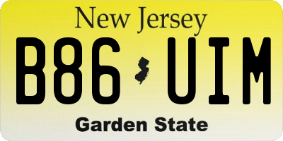 NJ license plate B86UIM