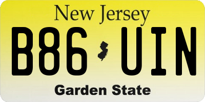NJ license plate B86UIN