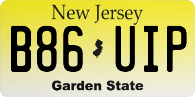 NJ license plate B86UIP