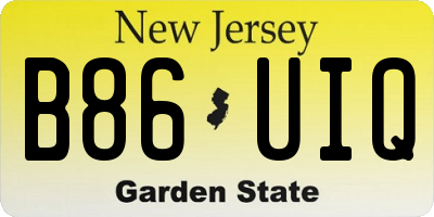 NJ license plate B86UIQ