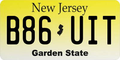 NJ license plate B86UIT