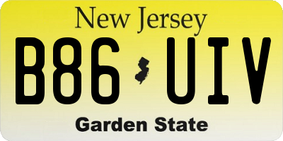 NJ license plate B86UIV