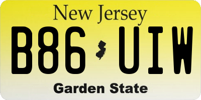 NJ license plate B86UIW