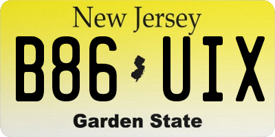 NJ license plate B86UIX