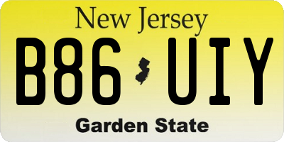 NJ license plate B86UIY