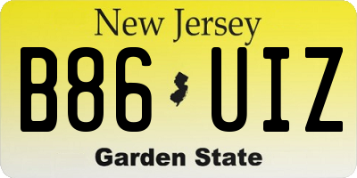 NJ license plate B86UIZ