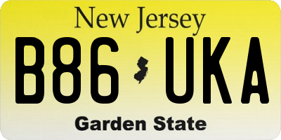 NJ license plate B86UKA