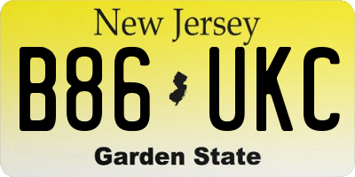 NJ license plate B86UKC