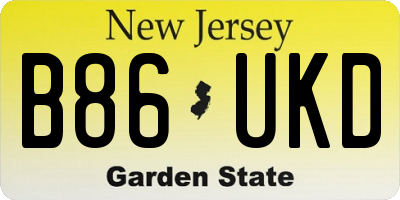 NJ license plate B86UKD