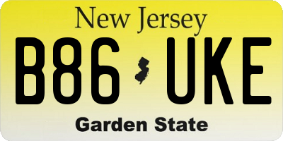 NJ license plate B86UKE