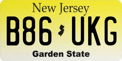 NJ license plate B86UKG
