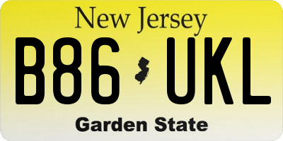NJ license plate B86UKL
