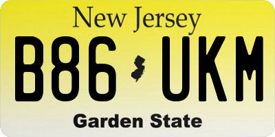 NJ license plate B86UKM