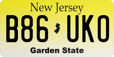 NJ license plate B86UKO