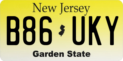 NJ license plate B86UKY