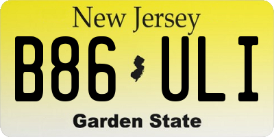 NJ license plate B86ULI