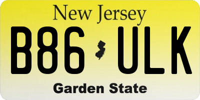NJ license plate B86ULK