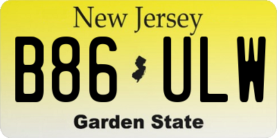 NJ license plate B86ULW