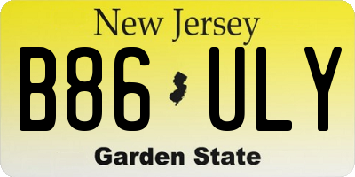 NJ license plate B86ULY