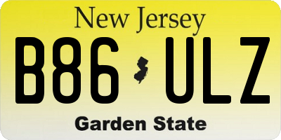NJ license plate B86ULZ
