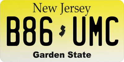 NJ license plate B86UMC